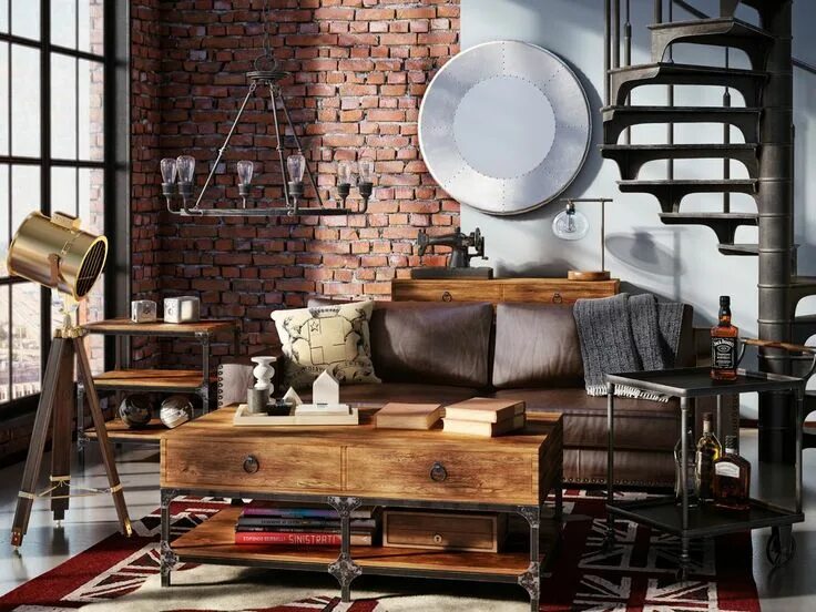 Поделки в стиле лофт Tanner Coffee Table Industrial living room design, Urban industrial decor, Frenc