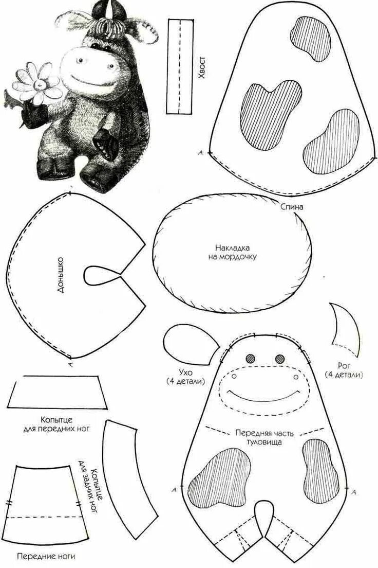 Поделку из ткани выкройки Выкройки символа года 2021: быка, коровы / Терра-хобби: поделки своими руками An
