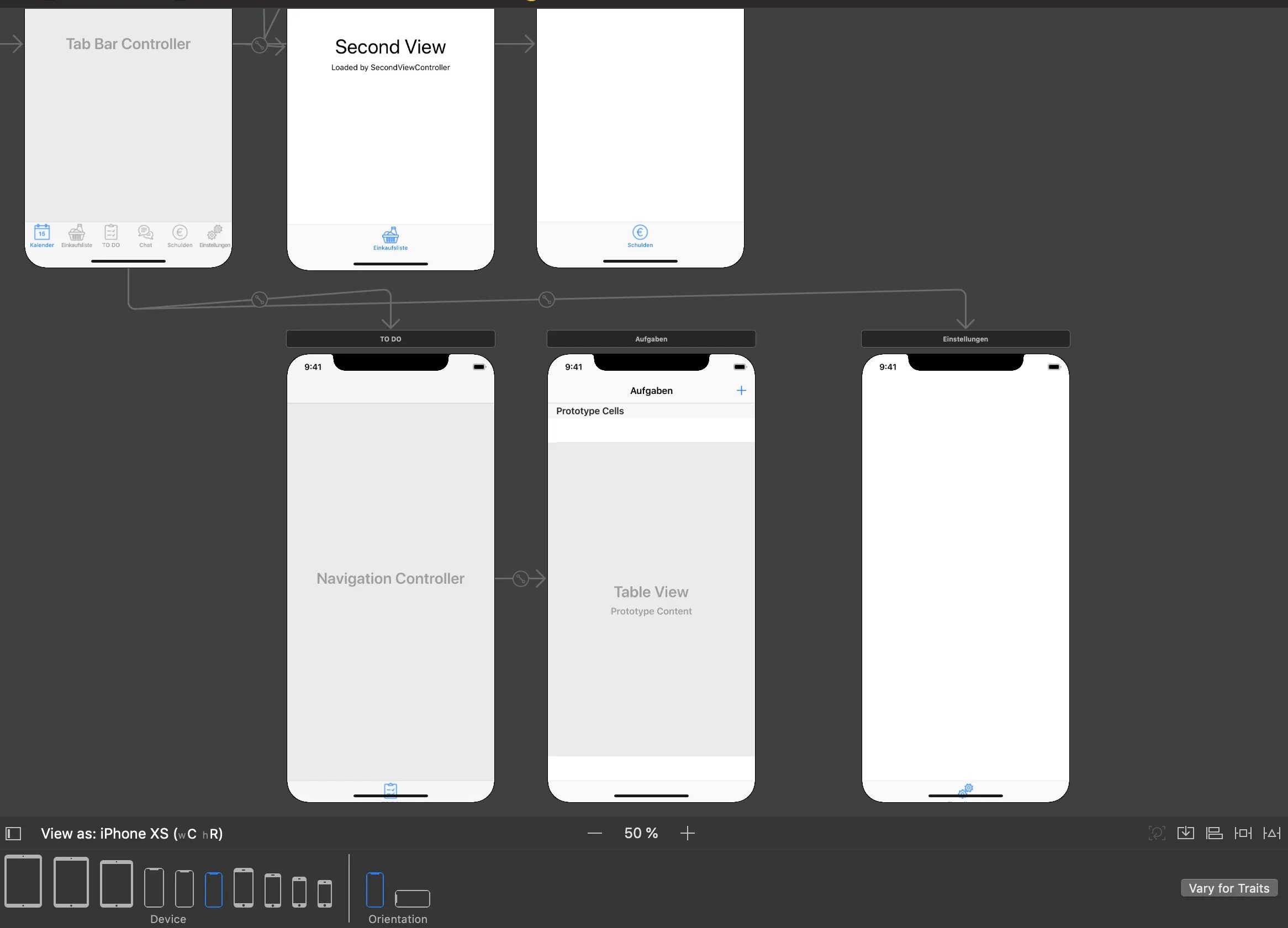Подготовка схемы расположения Как добавить MasterDetail в iOS-приложение на основе TabBar в Xcode - ios