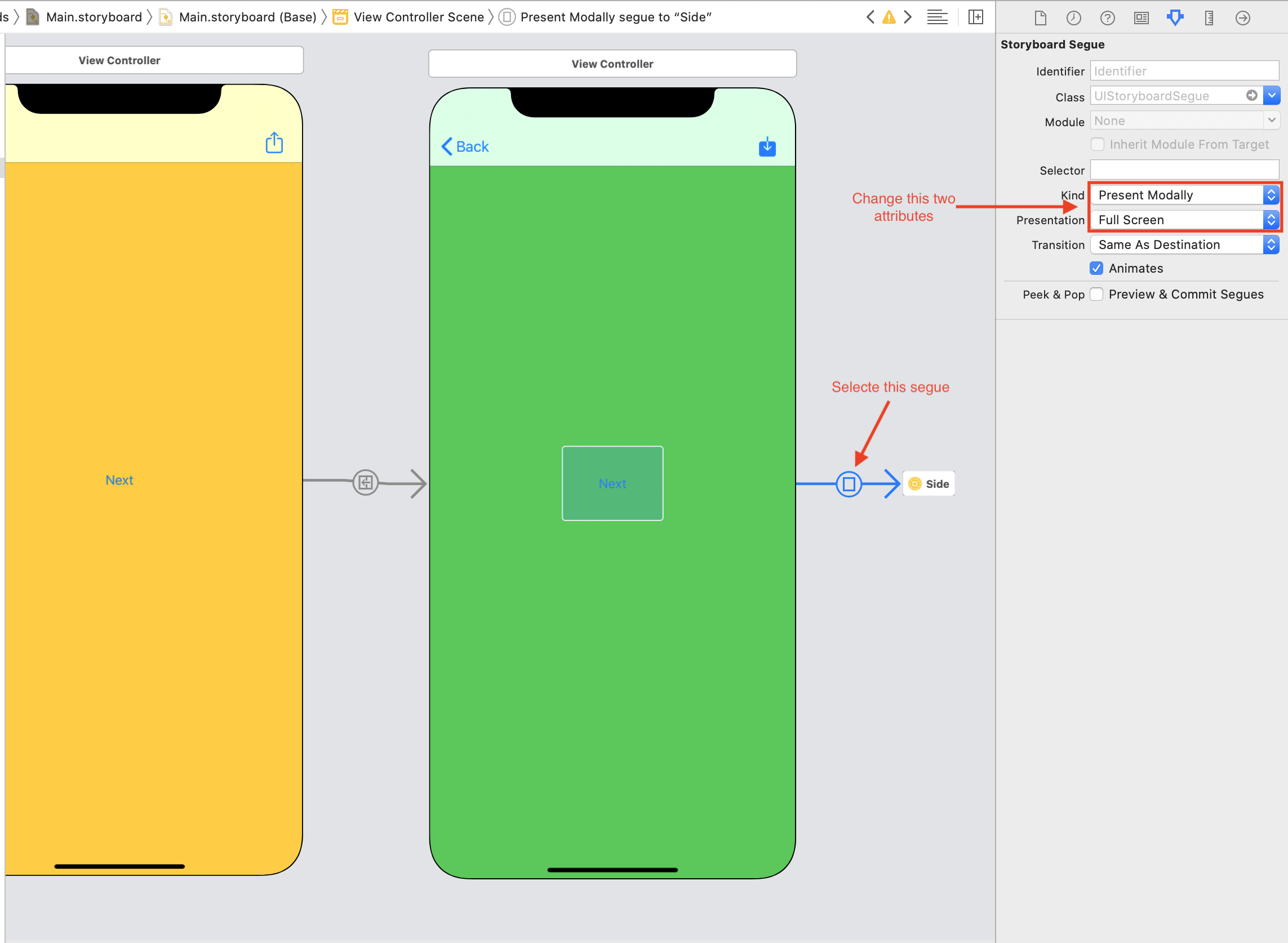 Подготовка схемы расположения ios - Viewcontroller's navigation bar is added below navigation controller's nav