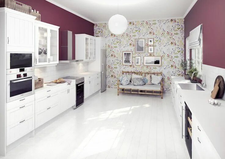 Подходящие обои для кухни фото Quel type d' agencement cuisine et quelle couleur de meubles et de peinture? Déc