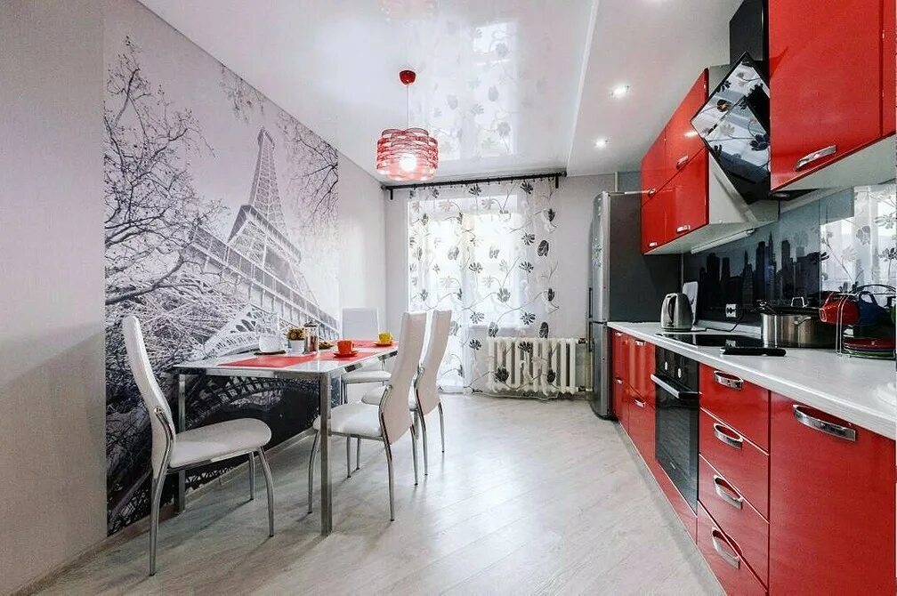 Подходящие обои для кухни фото 70 идей дизайна кухни в красном цвете - фото реальных интерьеров и советы ivd.ru