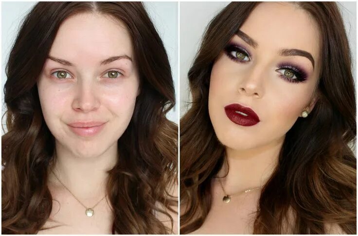 Подходящий макияж по фото Smokey Burgundy Eyes Amp Deep Lip Autumn Makeup Tutorial Hollywood glamour makeu