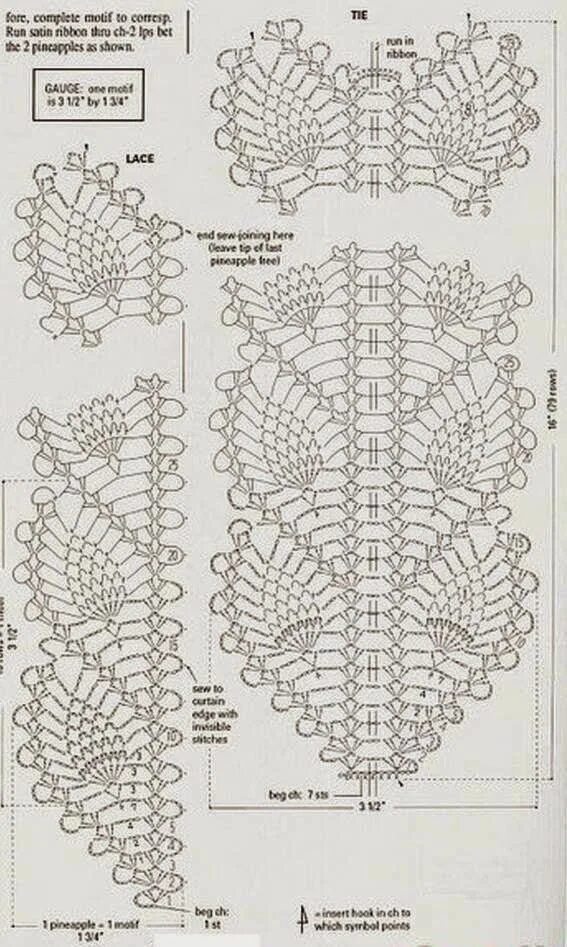 Подхват для штор крючком со схемами attache-rideau Вязка оторочки крючком, Узоры для кружевных салфеток, Схемы вязан