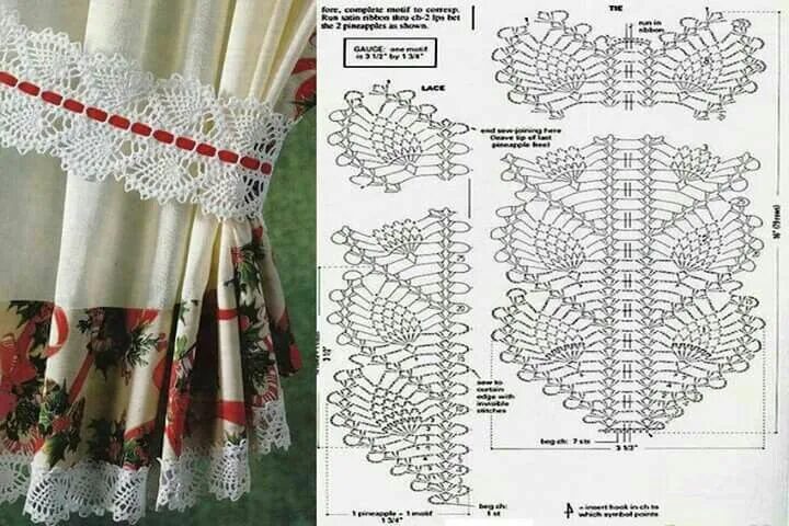 Подхват для штор крючком со схемами Pin di Antonella Russo su Tende crochet Tende all'uncinetto, Uncinetto, Lavoro a