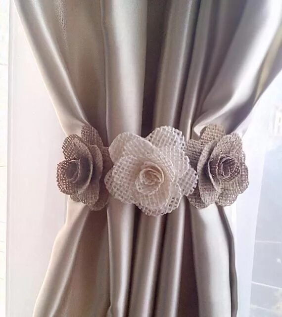 Подхваты для штор из ткани фото Curtain Tie Back,2pcs,nursery Curtain Tie Backs,burlap Flower Curtain Tie Backs,