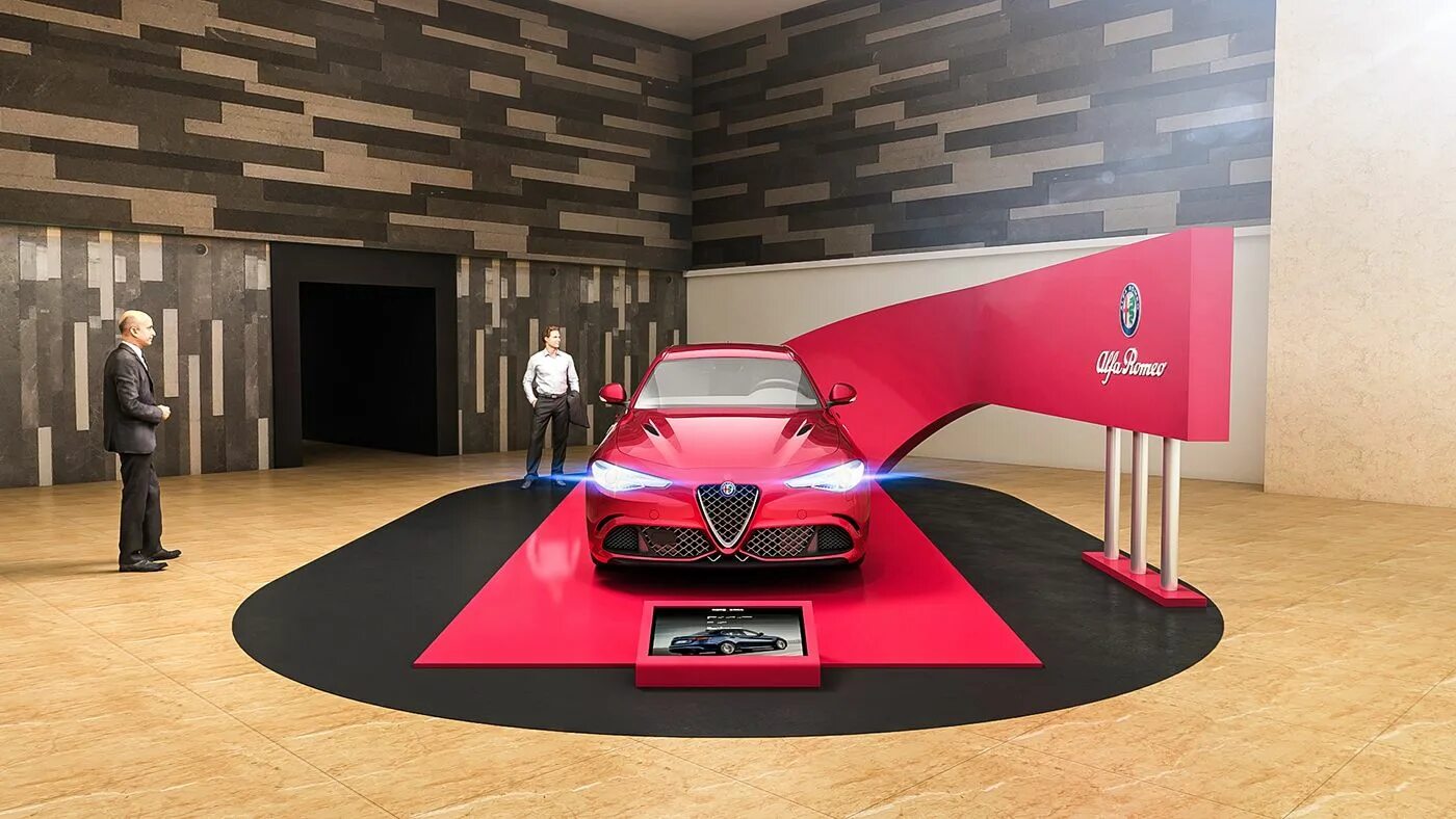 Подиум авто восточная ул 1а фото Giulia Static Booth on Behance Exhibition booth design, Car showroom design, Car