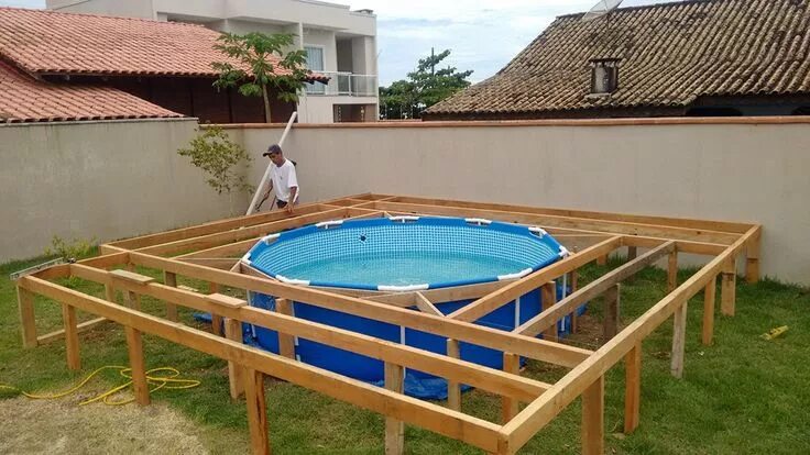 Подиум для бассейна на даче своими руками Pallet Outdoor Swimming Pool Diy swimming pool, Building a swimming pool, Swimmi