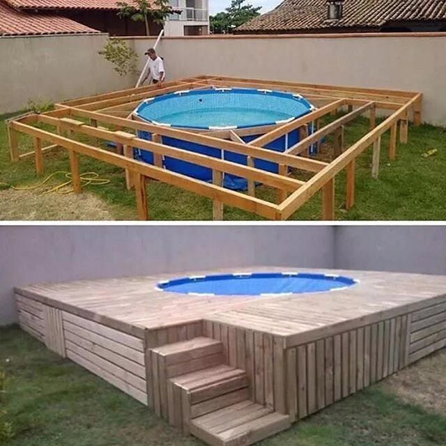 Подиум для бассейна на даче своими руками Resultado de imagem para tablado de madeira para piscina Piscinas caseras, Pisci