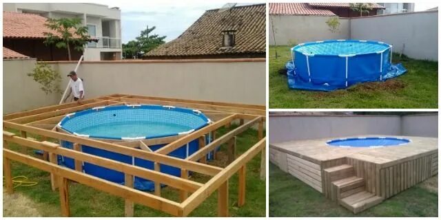 Подиум для бассейна на даче своими руками DIY Outdoor Floating Swimming Pool Deck Diy swimming pool, Diy pool, Swimming po