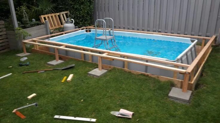 Подиум для бассейна на даче своими руками Diy swimming pool, Small backyard pools, Rectangle pool