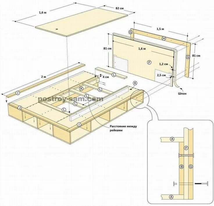 Подиум кровать своими руками схема Кровать-подиум своими руками 500 пошаговых фото + чертежи с размерами Workout gu