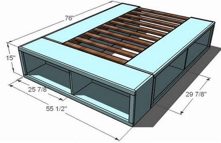 Подиум кровать своими руками схема чертежи кровати с нижними ящиками Diy platform bed frame, Diy platform bed, Diy 