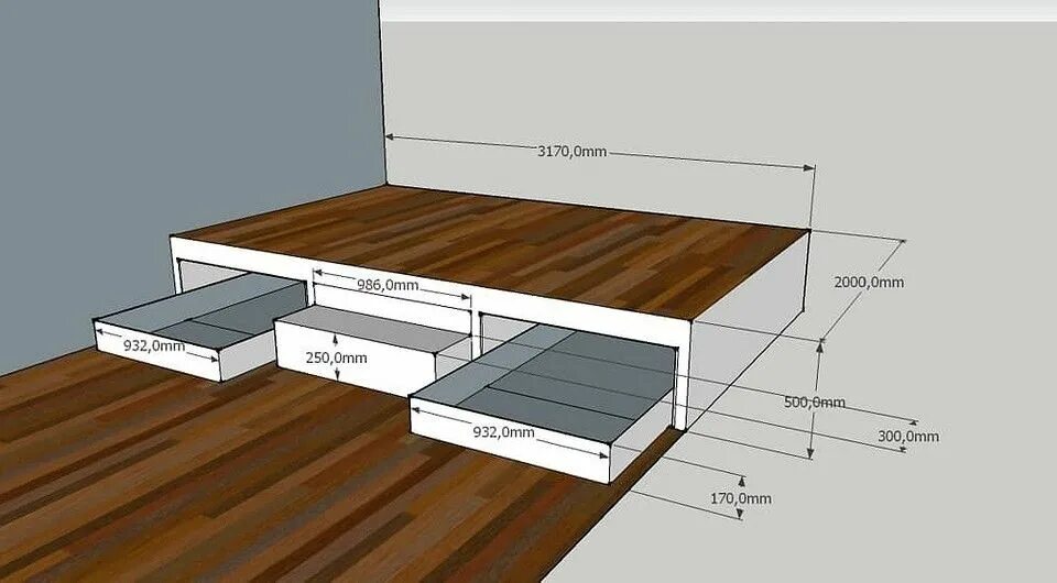 Подиум своими руками чертежи Кровать-подиум своими руками: как сделать в квартире (пошаговая инструкция) Кров