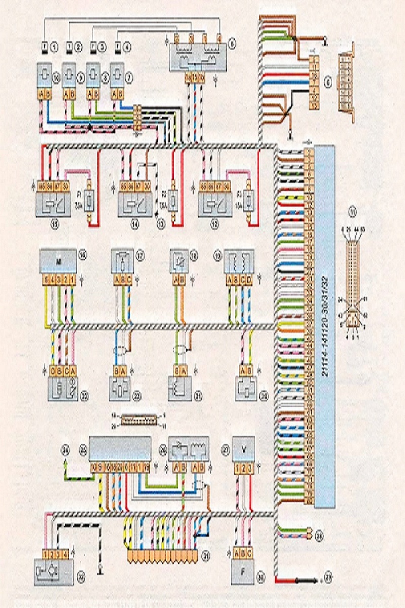 Подкапотная проводка 2114 схема Здесь каждая схема ВАЗ 2114 инжектор 8 клапанов