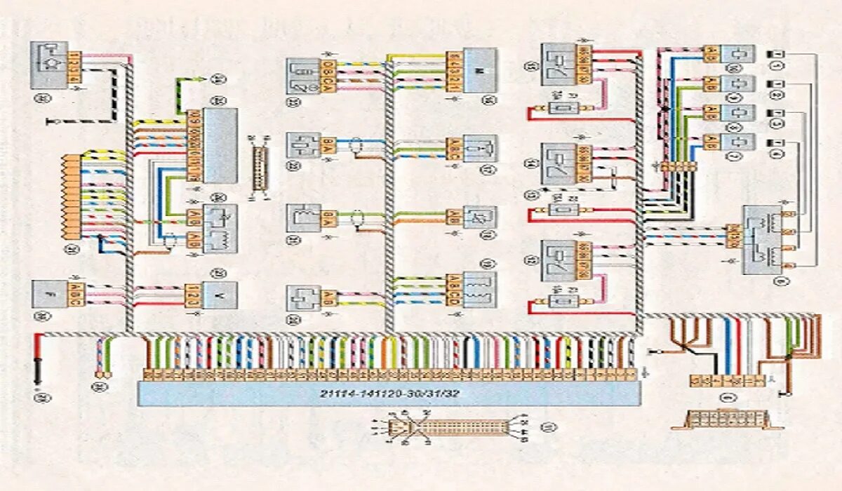 Подкапотная проводка 2114 схема Схема проводки ВАЗ 2114. Подробное описание и расшифровка