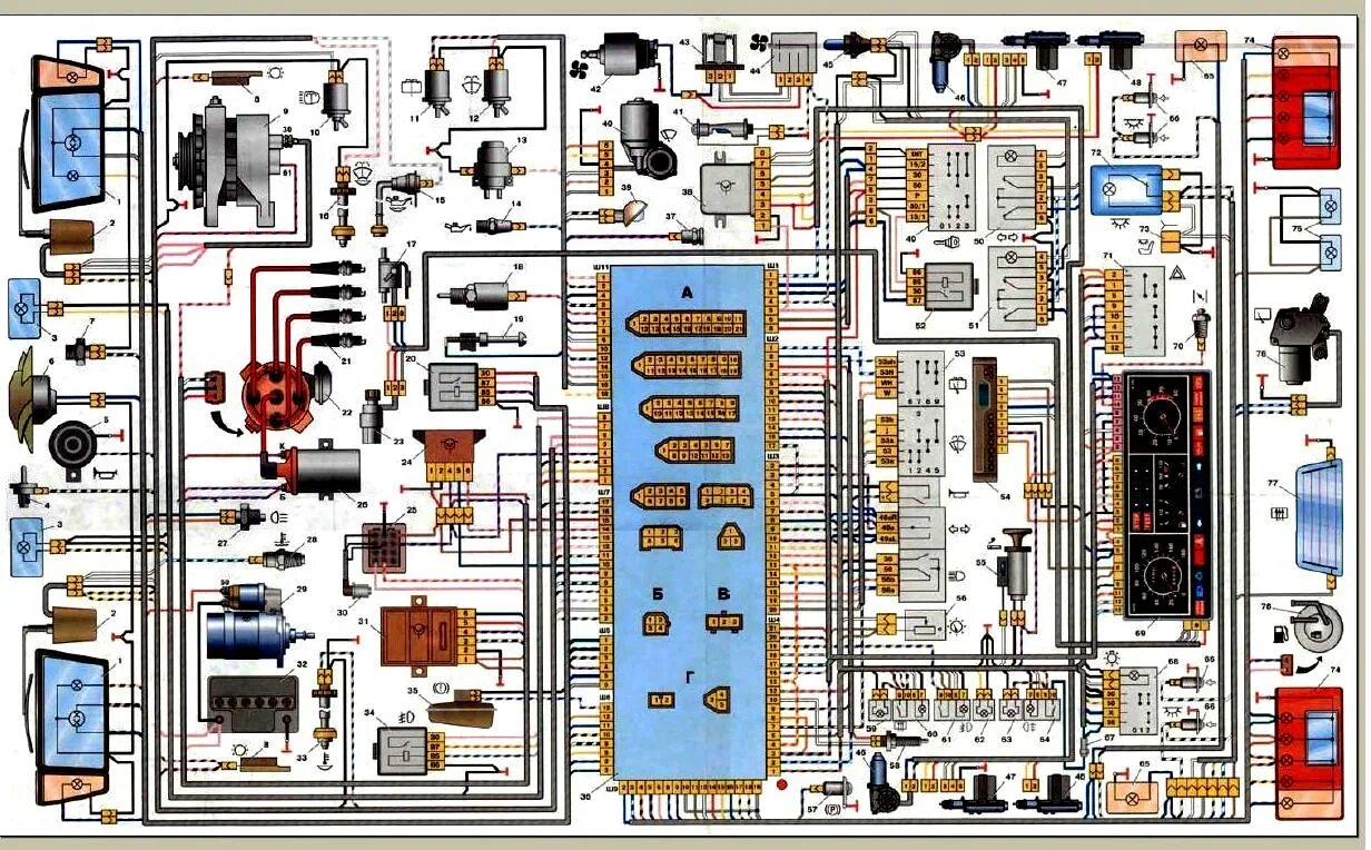 Подкапотная проводка ваз 2109 карбюратор схема Схема проводки ваз 2108 карбюратор низкая панель LkbAuto.ru