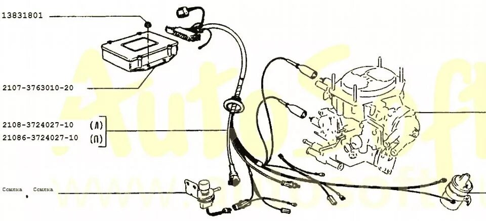 Подкапотная проводка ваз 2109 карбюратор схема Системы снижения токсичности на Самарах - DRIVE2