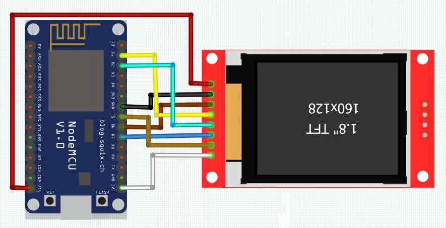 Подключение 1 77 дисплея к esp8266 Tutorial Esp8266 Nodemcu Mengakses Lcd Tft 1 8 St7735 World Of Maps