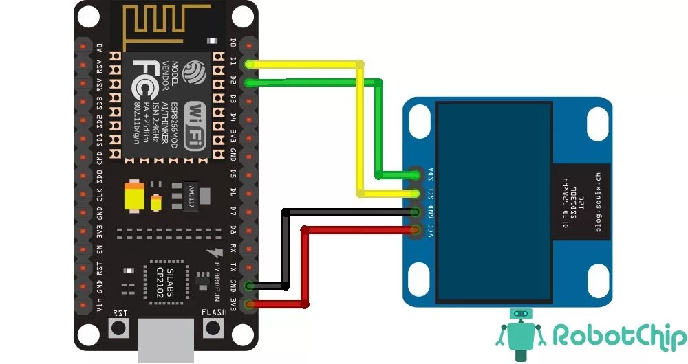 Подключение 1 8 дисплея к esp8266 e1 Подключение OLED дисплея к ESP8266 - RobotChip