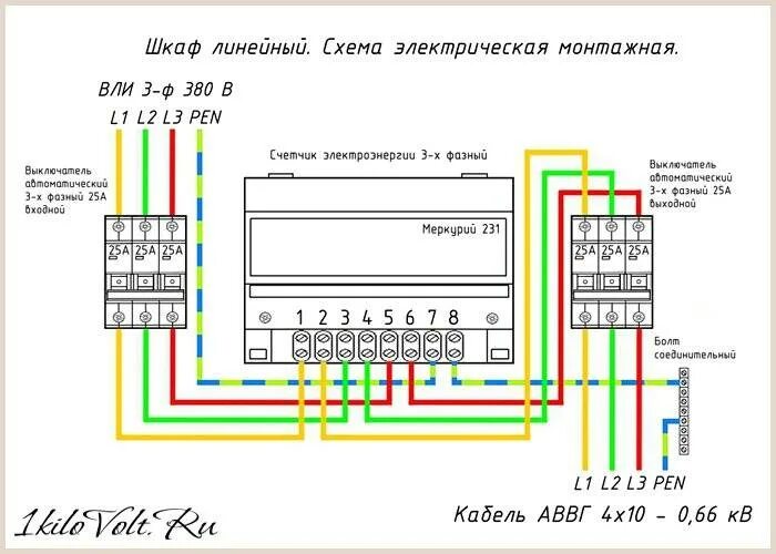 Подключение 1 фазного счетчика Подключение трехфазного электросчетчика - схема