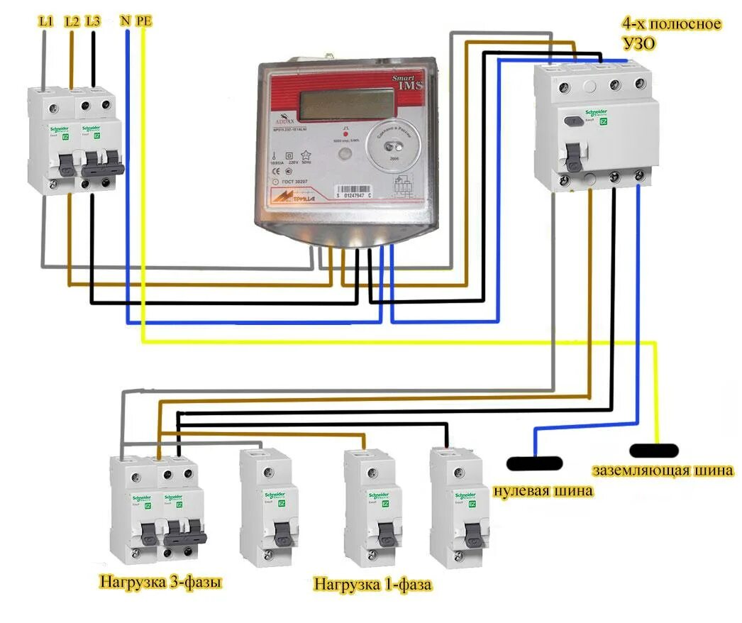 Подключение 1 фазы к 3 фазам Трехфазный счетчик электроэнергии: выбор, монтаж, подключение