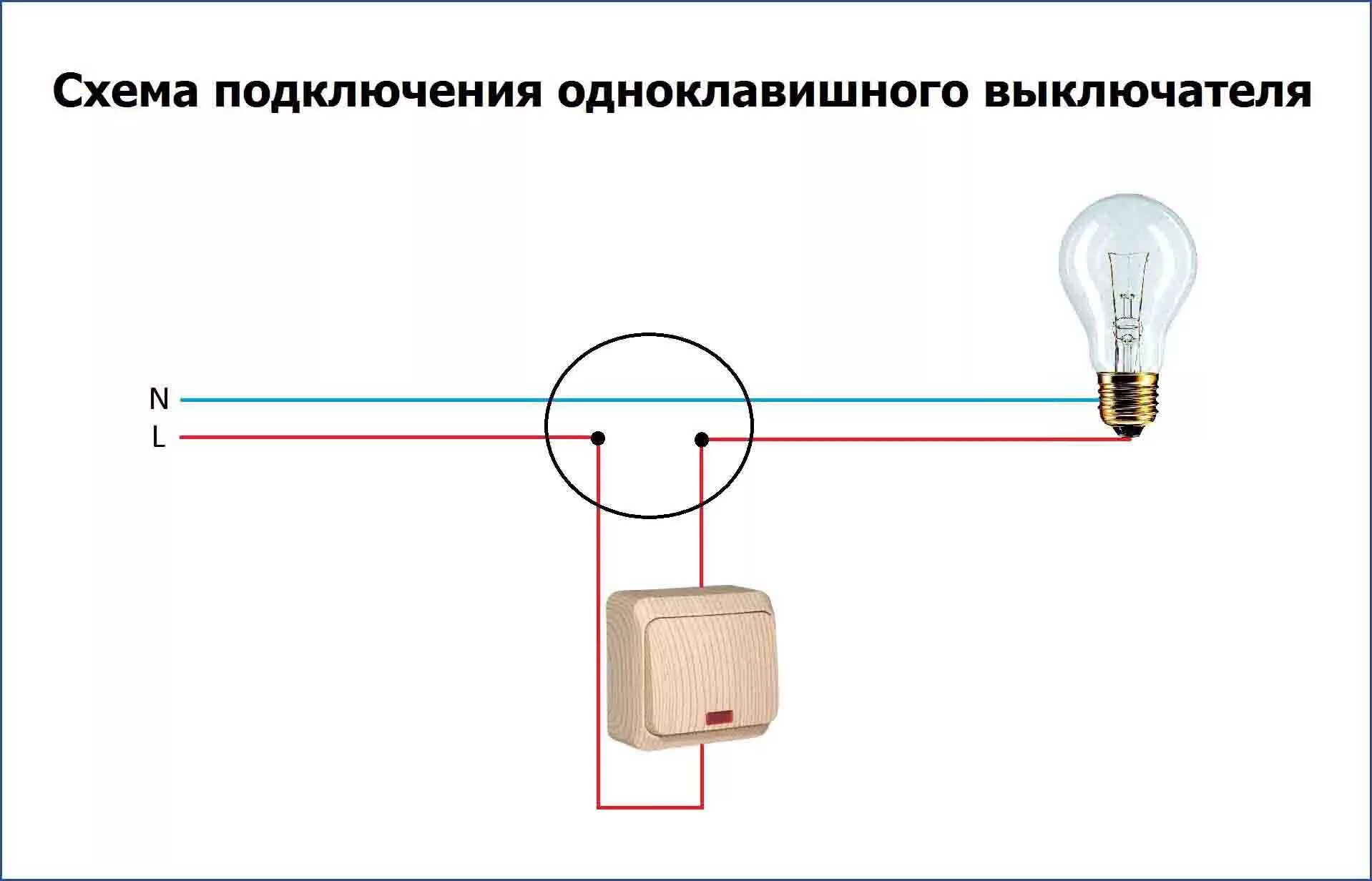 Подключение 1 клавишного выключателя Выключатель одноклавишный подключение проводов схема - найдено 82 картинок