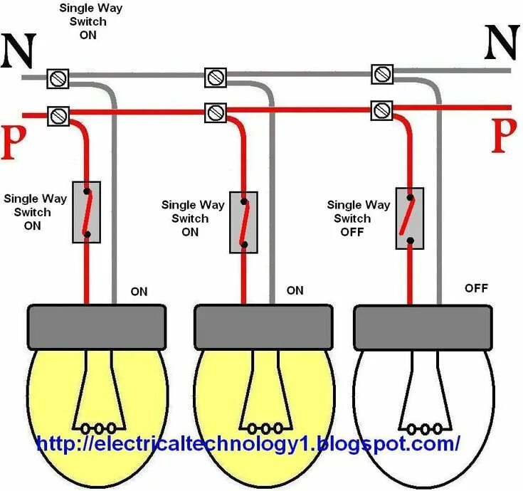 Подключение 1 лампочки How to Control Each Lamp by Separately Switch in Parallel Lighting? Light switch