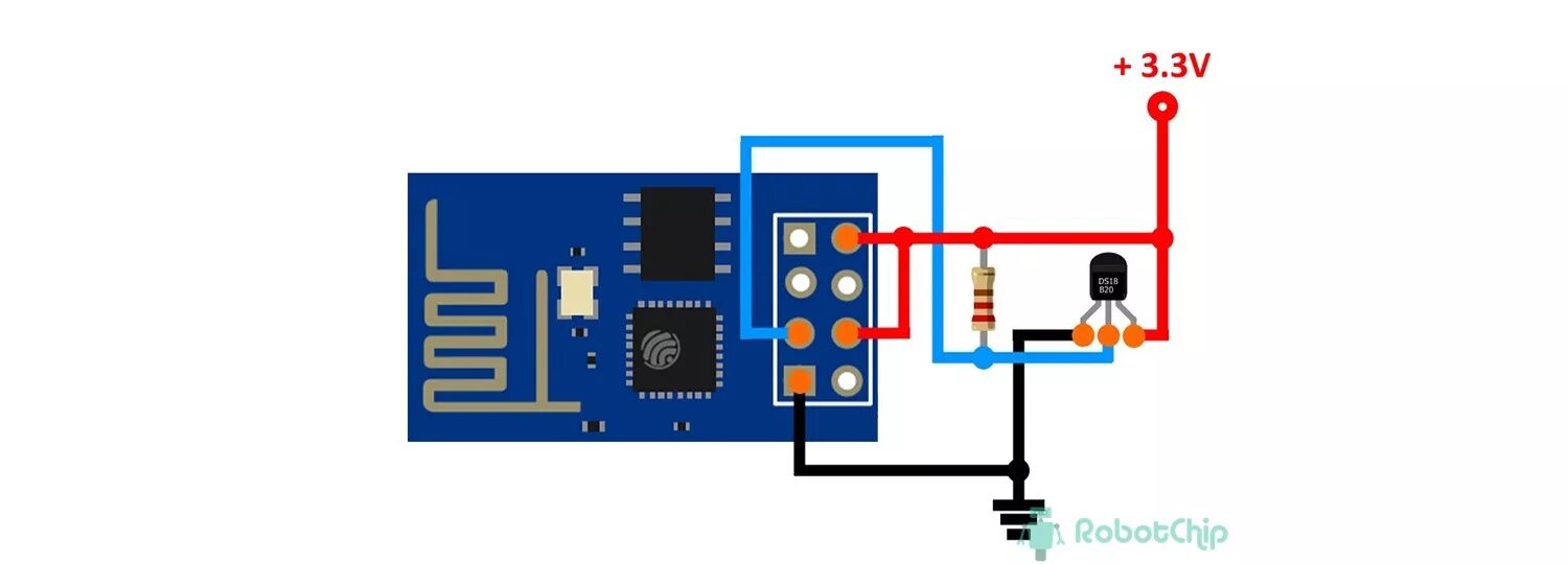 Подключение 1 уз WEB сервер на ESP-01 с DS18B20 - RobotChip