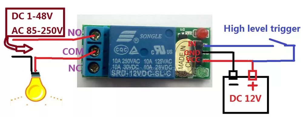 Подключение 12v реле TB409 for TB408 1 Channel DC 12V High level Relay Module for Touch Sensor Delay 