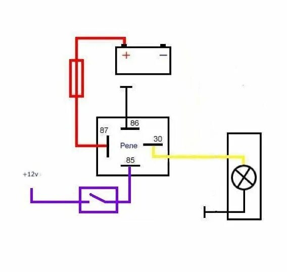 Подключение 12v реле Реле автомобильное 4-контактное 12 вольт 40 A + Разъём колодка с диодом - купить