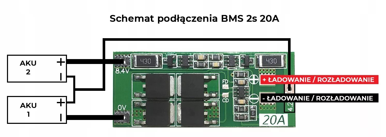 Подключение 2 bms BMS zabezpieczenie Li-Ion 18650 2s 7.2V-7.4V 20A - Sklep, Opinie, Cena w Allegro