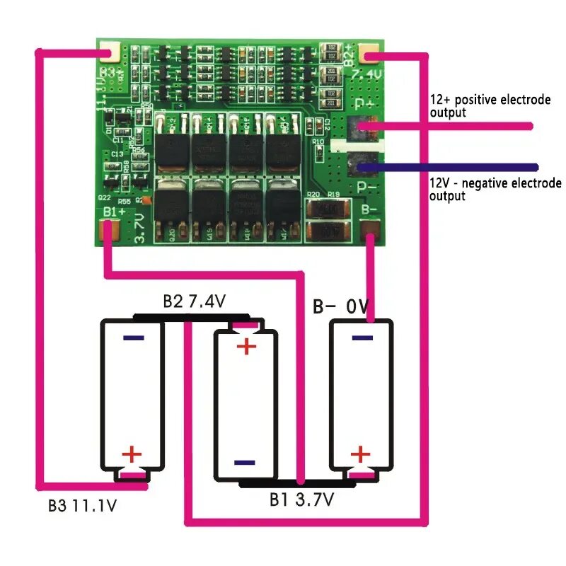 Подключение 2 bms Bms 3s 40a Balancer Pcm 18650 Lithium Battery Protection Board 3s Bms Li-ion Cha