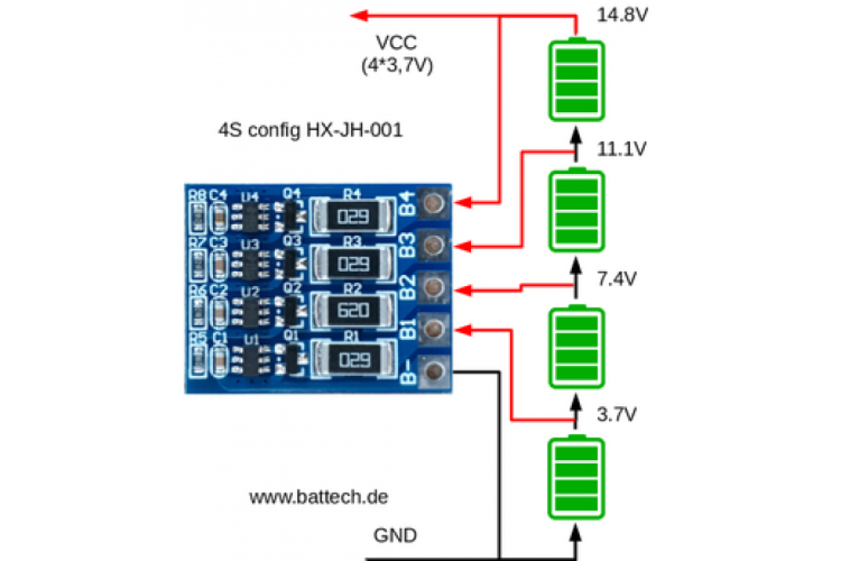 Подключение 2 bms Плата BMS 4S HX-JH-001-4S Зарядки 18650- Купить