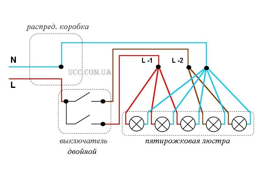 Подключение 2 х линий Скачать картинку СХЕМА СВЕТИЛЬНИКА 2 № 8