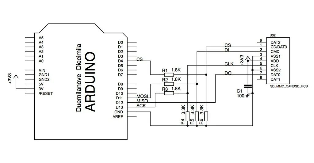 Подключение 2 карт памяти Arduino-SD-connection arms22 Flickr