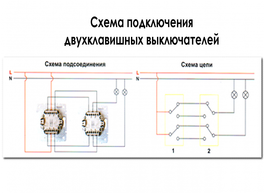 Подключение 2 клавишного перекрестного выключателя Как подключить двойной выключатель - пошаговое описание подсоединения выключател