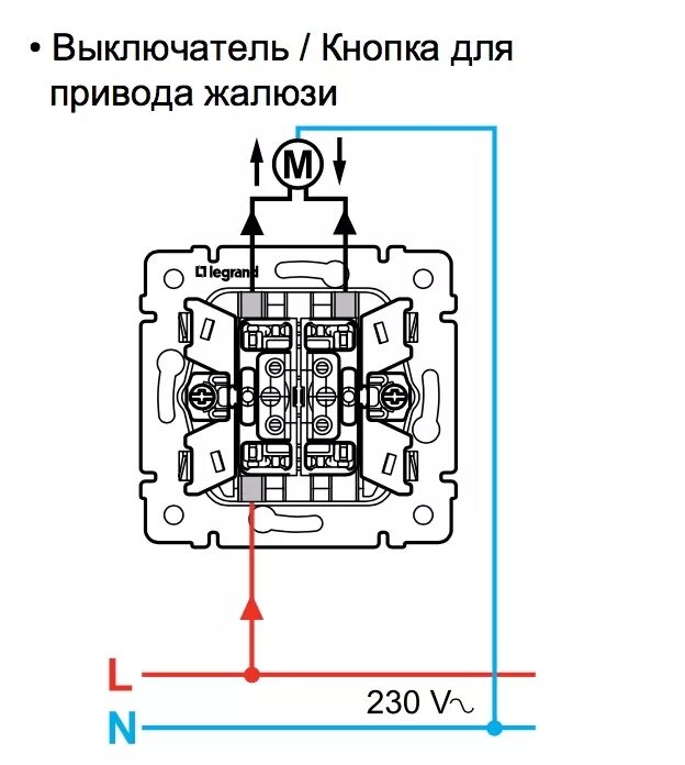 Подключение 2 кнопочного выключателя Купить - Выключатель жалюзи Legrand 770104, Valena - алюминий