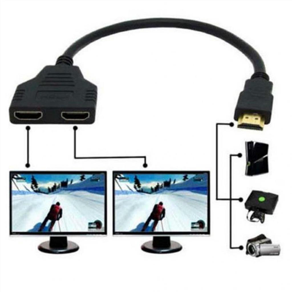 Подключение 2 монитора через hdmi Кабель разветвления для компьютера - купить по низким ценам в интернет-магазине 