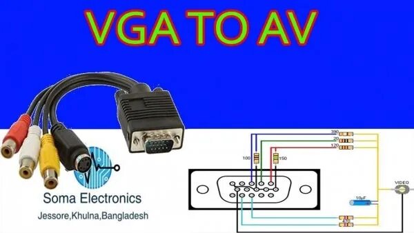 Подключение 2 мониторов vga Rca To Vga Wiring Diagram