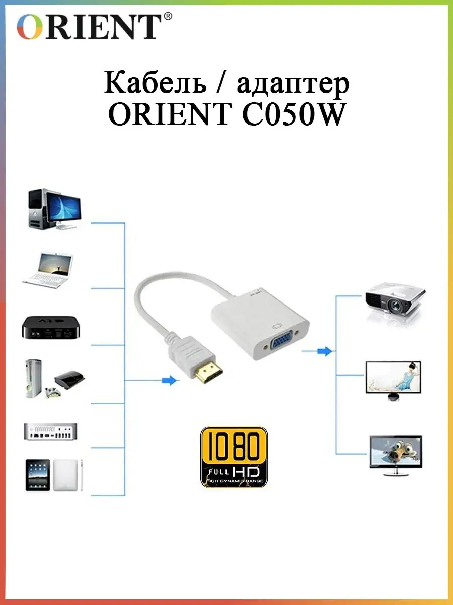 Подключение 2 ноутбуков через hdmi Переходник Orient HDMI - VGA C050W