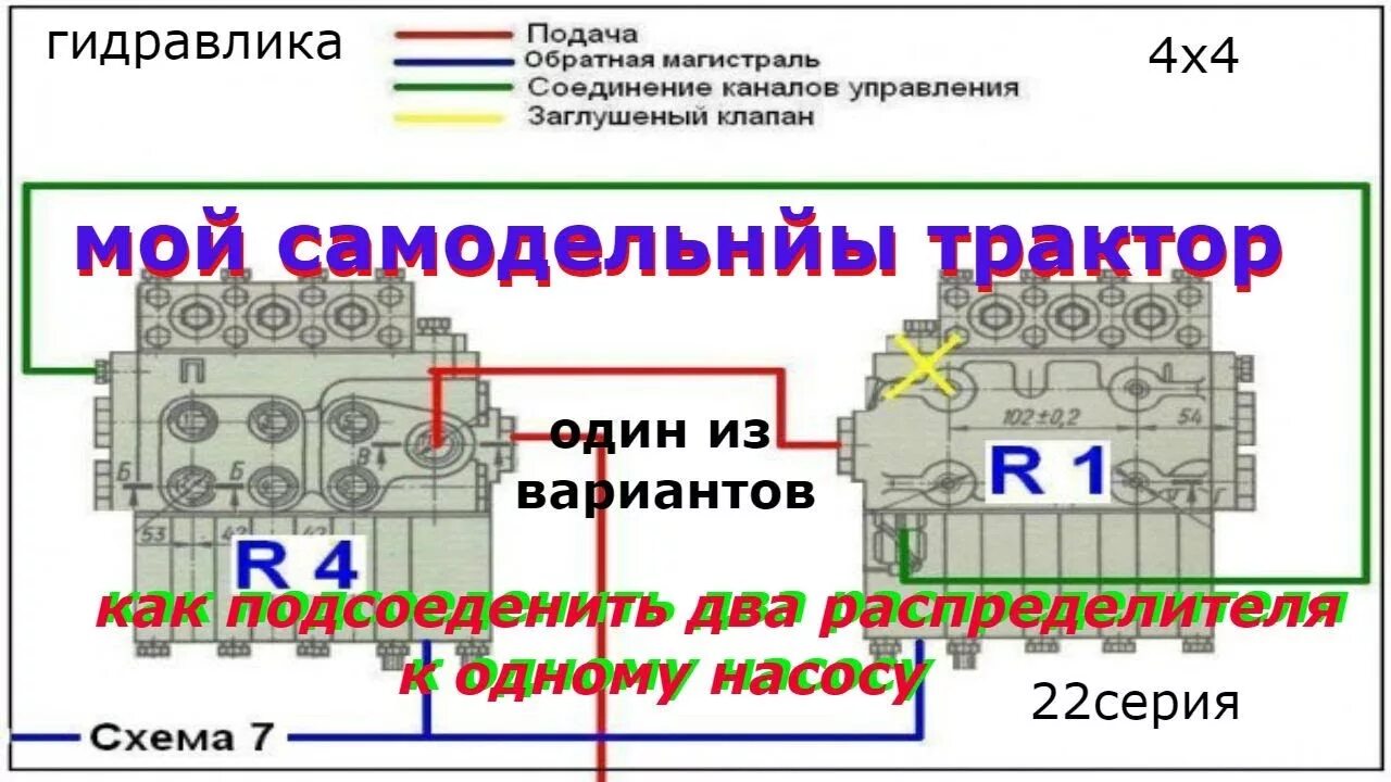 Подключение 2 распределителей Гидравлика на минитрактор. Как подключить два гидро распределителя к одному насо