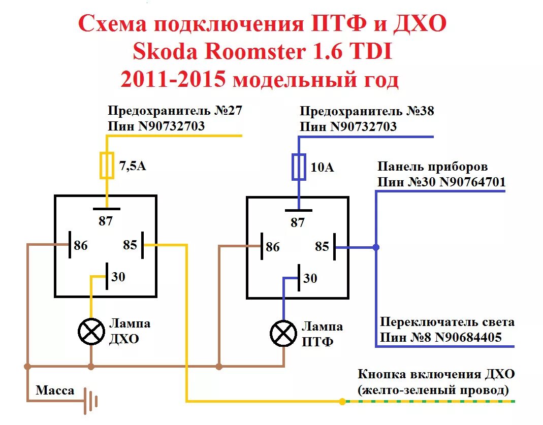 Подключение 2 режимных птф Установка штатных ПТФ и ДХО - без замены блока ВСУ, Часть 2. - Skoda Roomster, 1