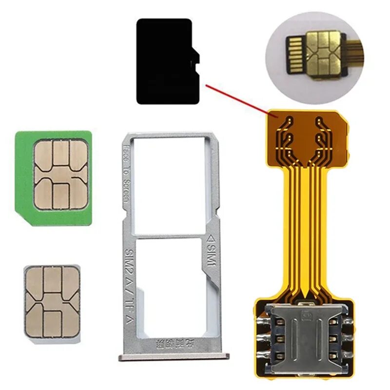 Подключение 2 сим карты Universal TF Hybrid Sim Slot Dual SIM Card Adapter Micro S D Extender Nano Cato 