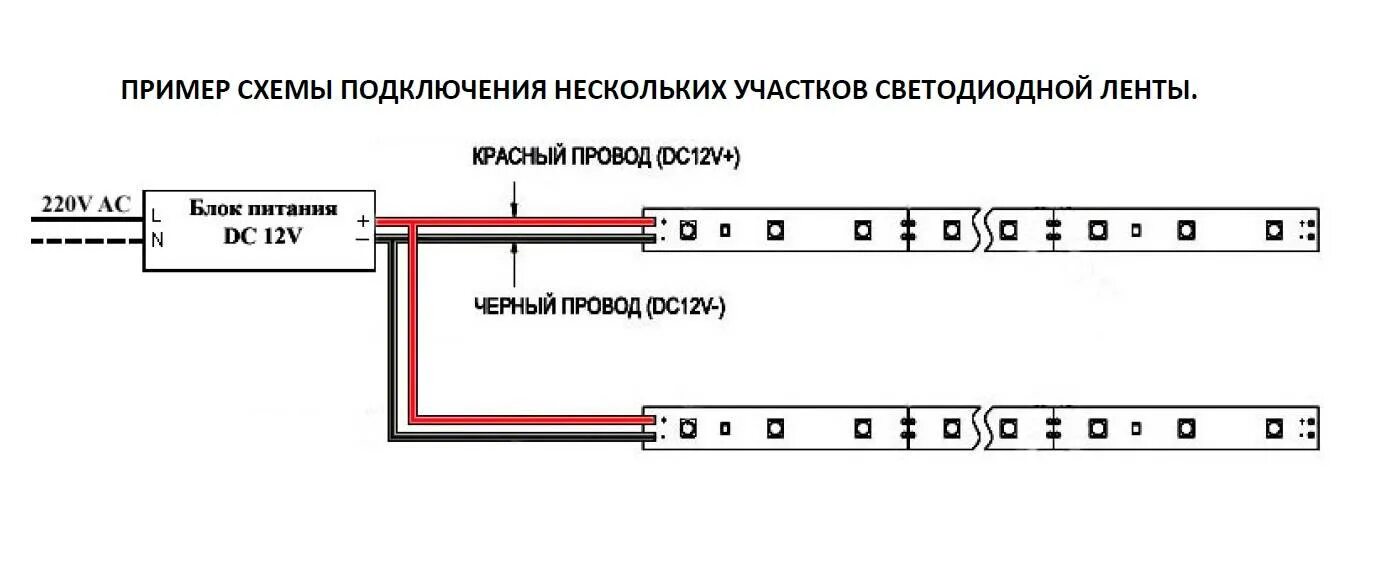 Подключение 2 светодиодных лент Светодиодная лента подключить от розетки 220