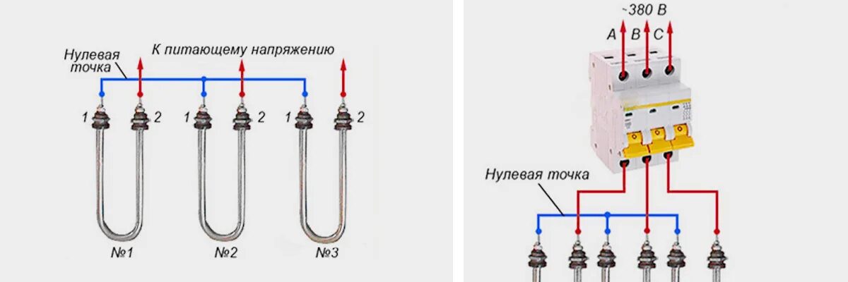 Подключение 2 тэнов Типы подключения ТЭНов типа ЗВЕЗДА или ТРЕУГОЛЬНИК для трехфазной сети: схемы и 