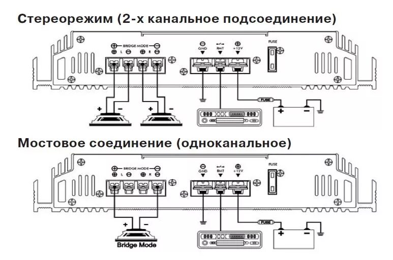 Подключение 2 усилителей мостом Схема подключения сабвуфера к магнитоле - DRIVE2