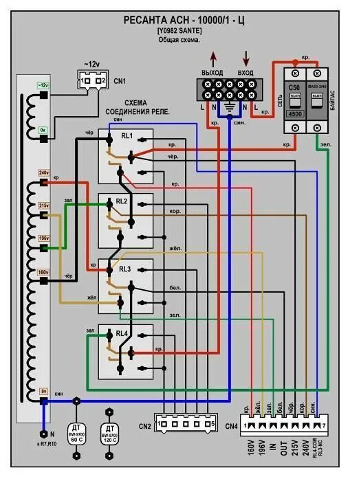 Подключение 2 устройств в стабилизатор ресанта Ach 12000 1 ц схема