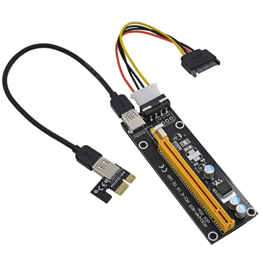 Подключение 2 видеокарт к материнской плате High Performance 60CM PCI E Riser Card Extender With USB 3.0 Gtpl Cable, SATA To