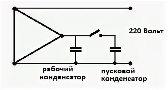 Подключение 220 через конденсатор Пусковой конденсатор. рис. 2